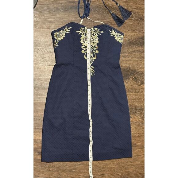 Lilly Pulitzer Demi Convertible Dress True Navy & Gold Size 00 - Picture 5 of 9
